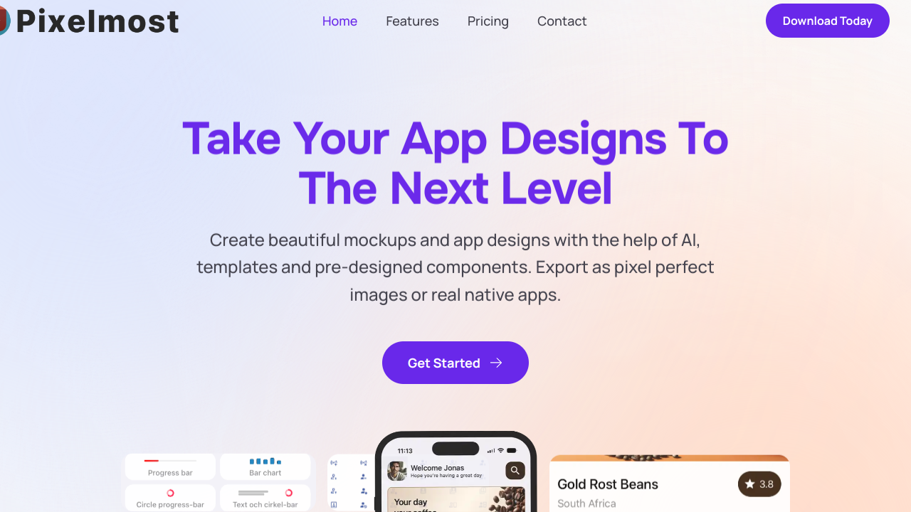 Pixelmost - App mockups with AI