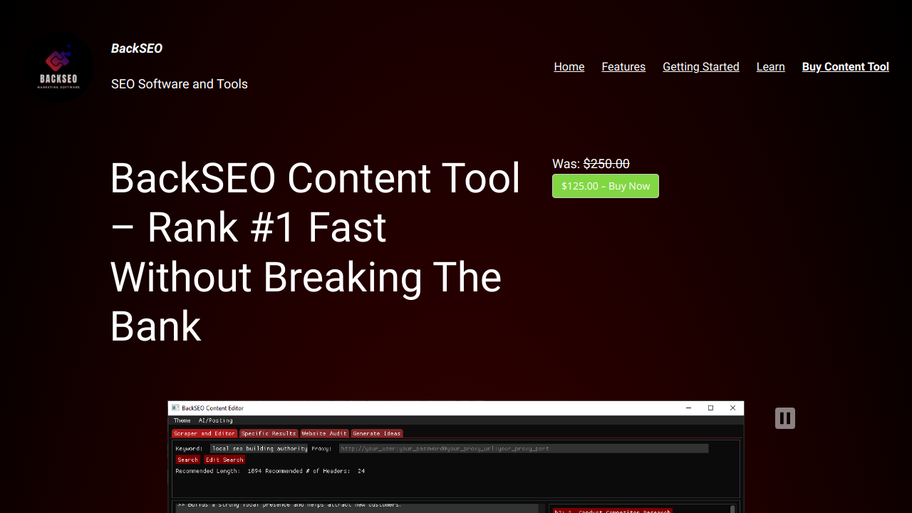 Back SEO Marketing Software