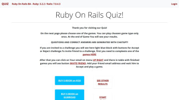 Quiz Ruby On Rails For All, FREE