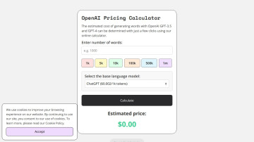 OpenAI ChatGPT API Pricing Calculator