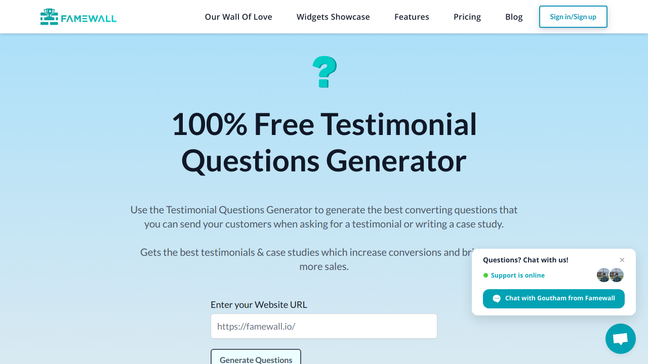 AI Testimonial Questions Generator